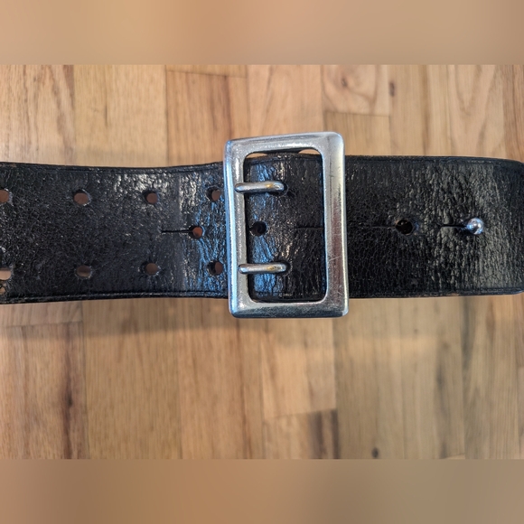 Black Leather Gun Belt Safety Speed Holster Belt Montebello Cal Belt 32 USA - Picture 4 of 15